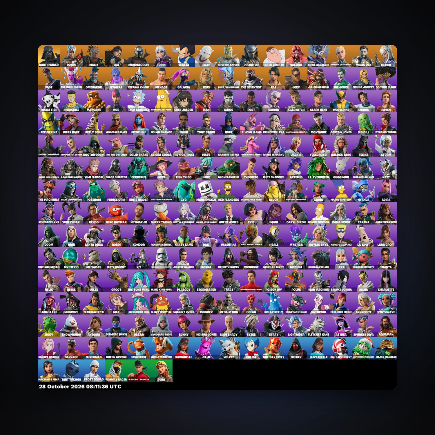 Fortnite account with Ronin & Malik — 230 skins — 150 V-Bucks — lvl 2954 — HabibiAccounts