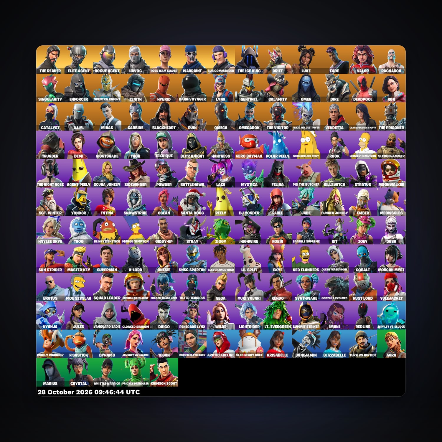 Fortnite account with Elite Agent & Rogue Agent — 148 skins — 950 V-Bucks — lvl 2415 — HabibiAccounts