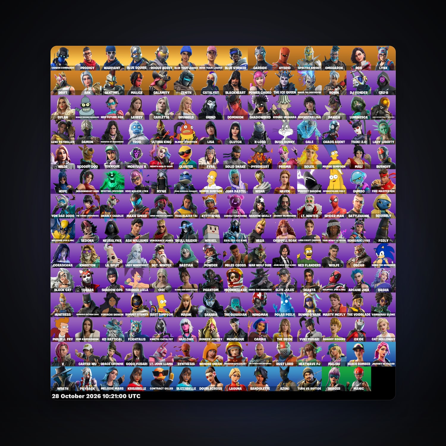 Fortnite account with Blue Squire & Rogue Agent — 195 skins — 400 V-Bucks — lvl 1318 — HabibiAccounts