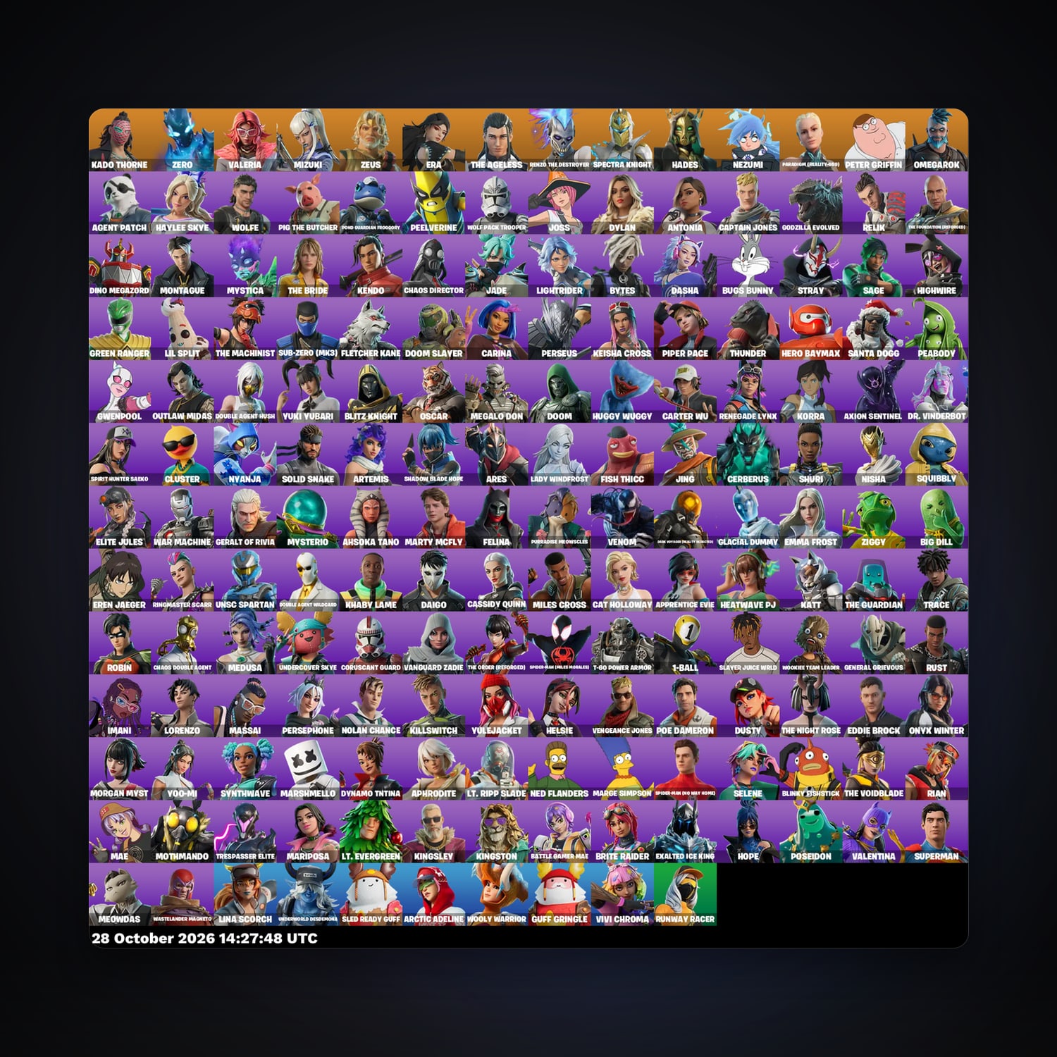 Fortnite account with Kado Thorne & Zero — 178 skins — 100 V-Bucks — lvl 2572 — HabibiAccounts