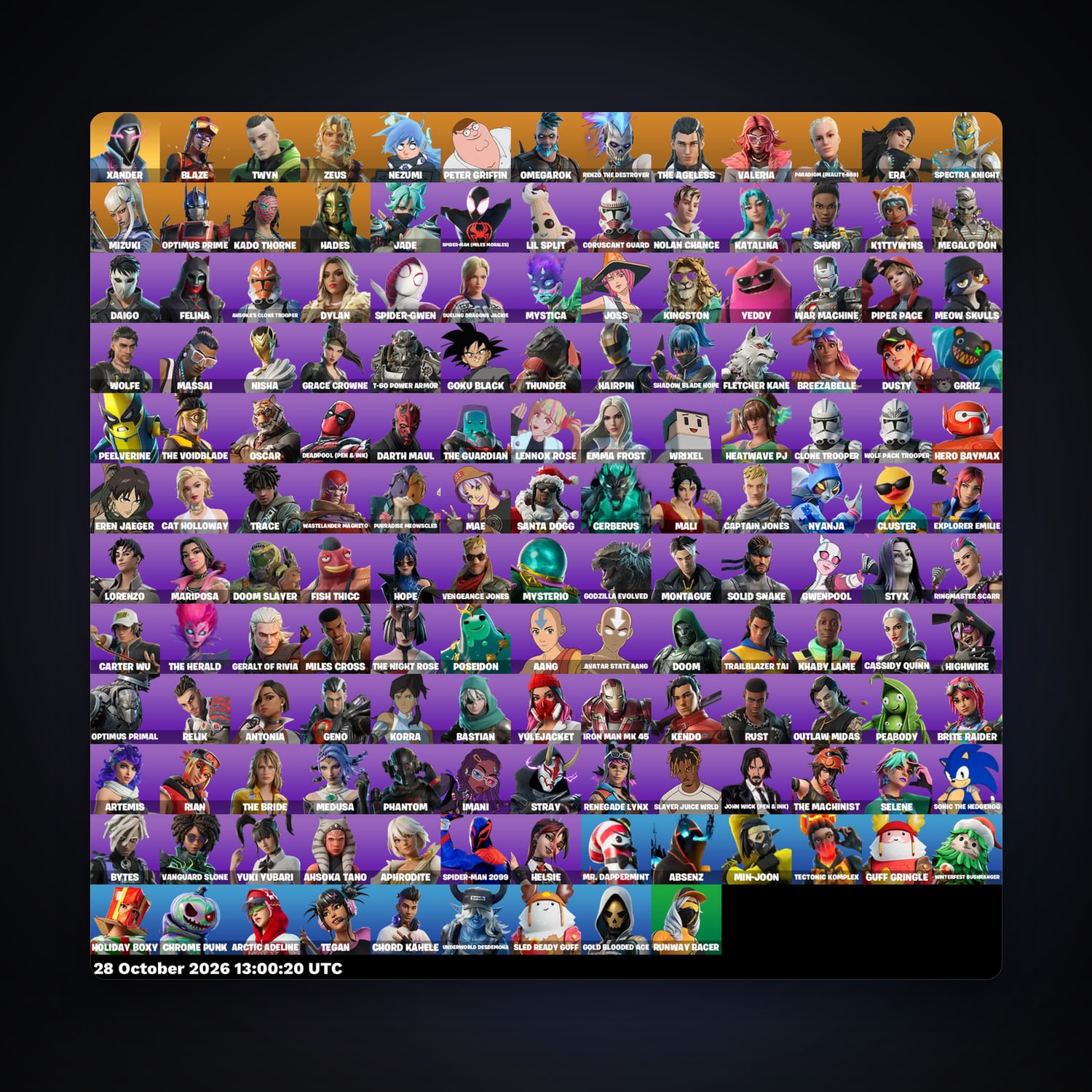 Fortnite account with Twyn & Zeus — 152 skins — 750 V-Bucks — lvl 3132 — HabibiAccounts