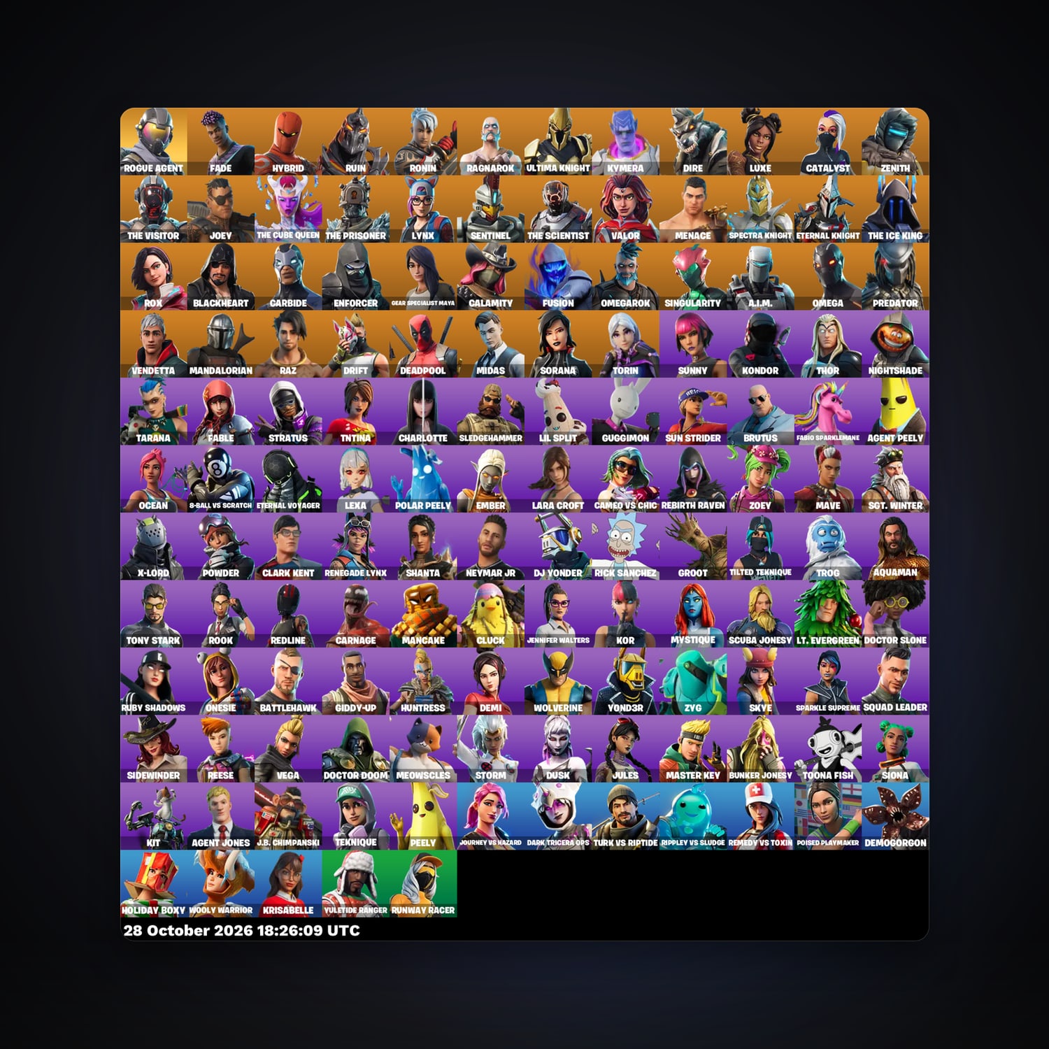 Fortnite account with The Visitor & Fade — 137 skins — 1.6K V-Bucks — lvl 1714 — HabibiAccounts