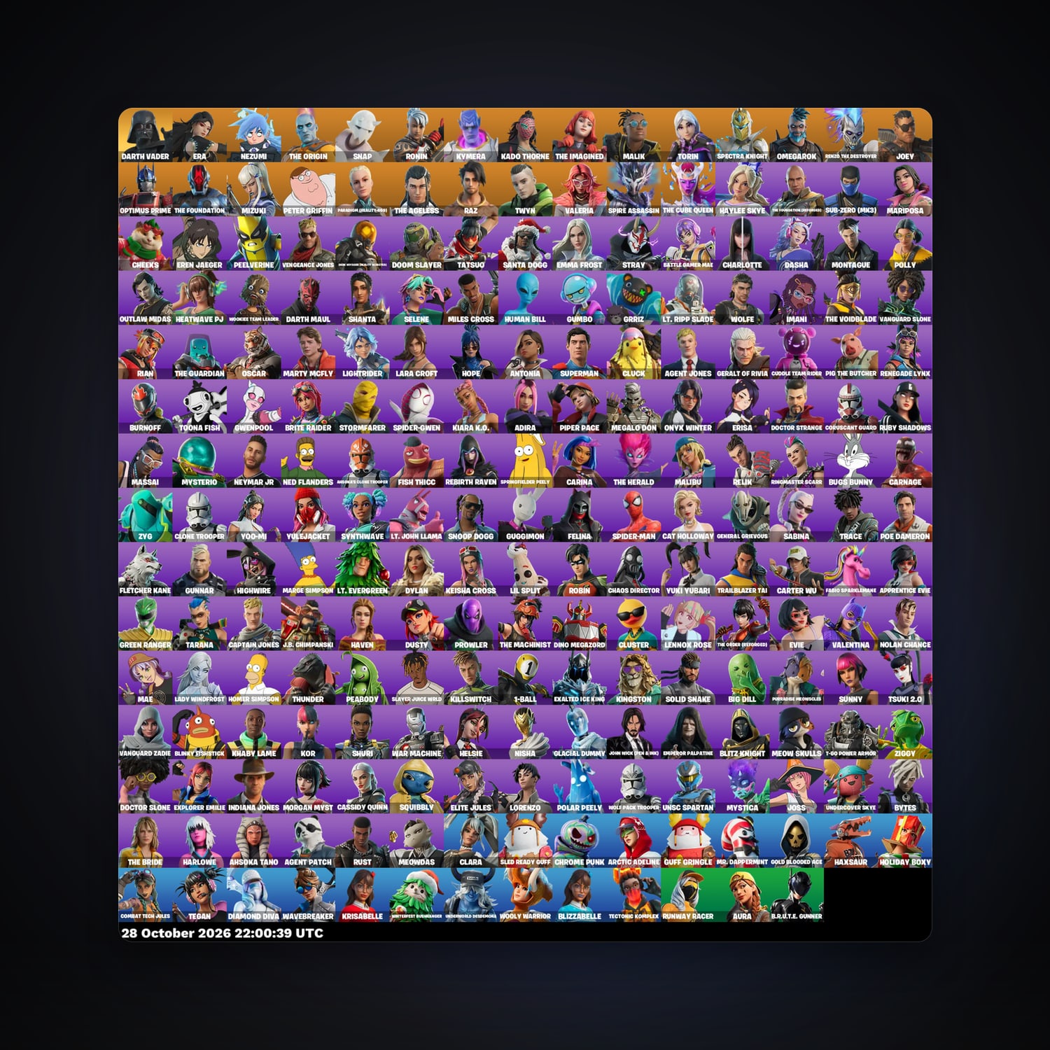 حساب فورتنايت Era وNezumi، اللوكر مليان 223 سكن، 1.9K فيبوكس، لفل 4347، 136 فوز — HabibiAccounts