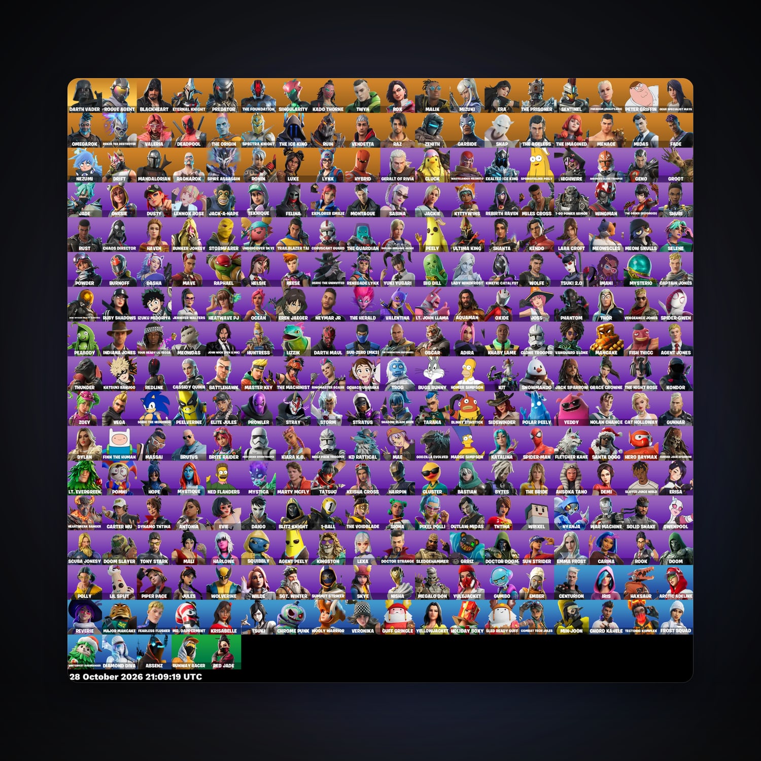 حساب فورتنايت Rogue Agent وBlackheart، اللوكر مليان 293 سكن، 1.9K فيبوكس، لفل 4236، 356 فوز — HabibiAccounts