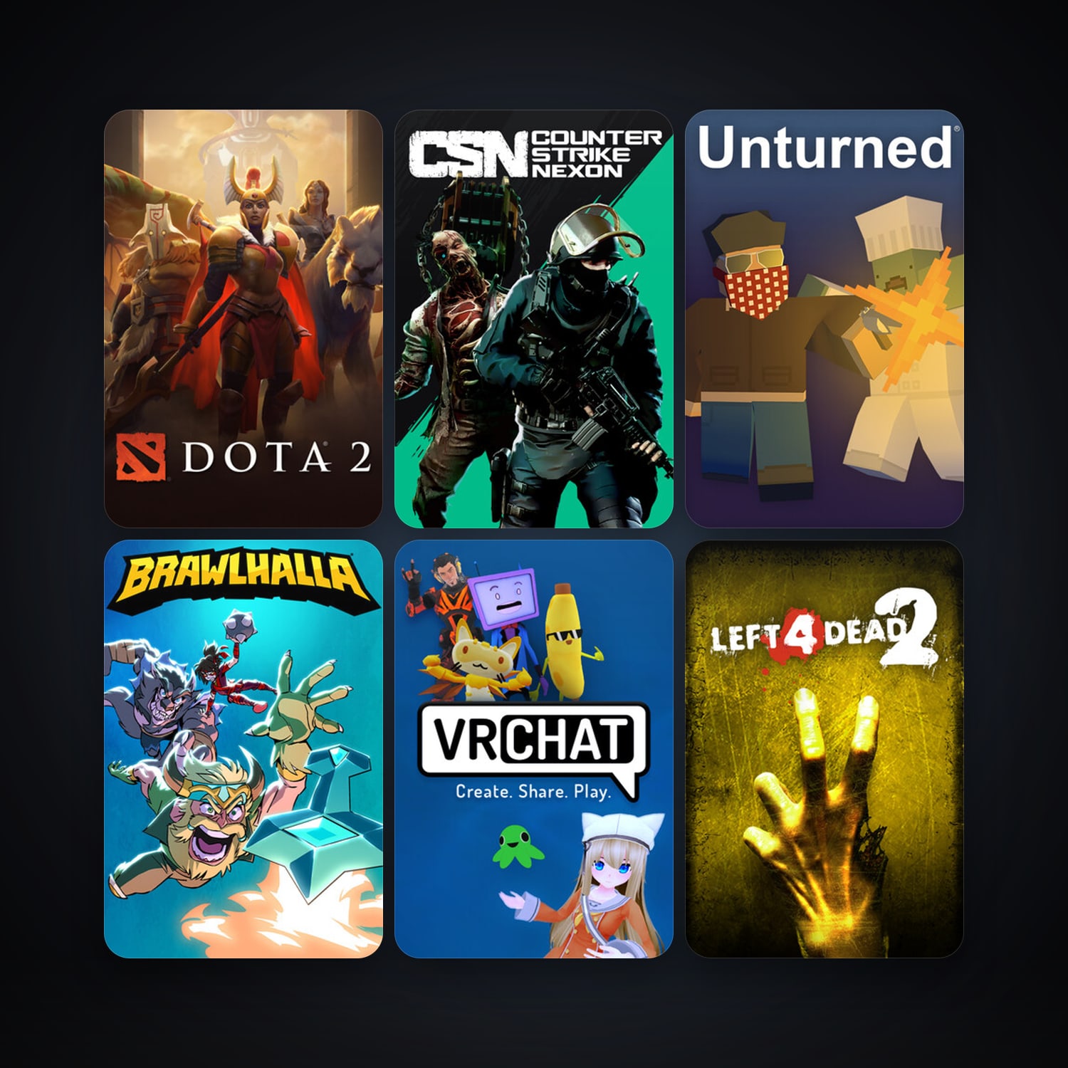 Left 4 Dead 2 + Dota 2, 53 games, clean — HabibiAccounts