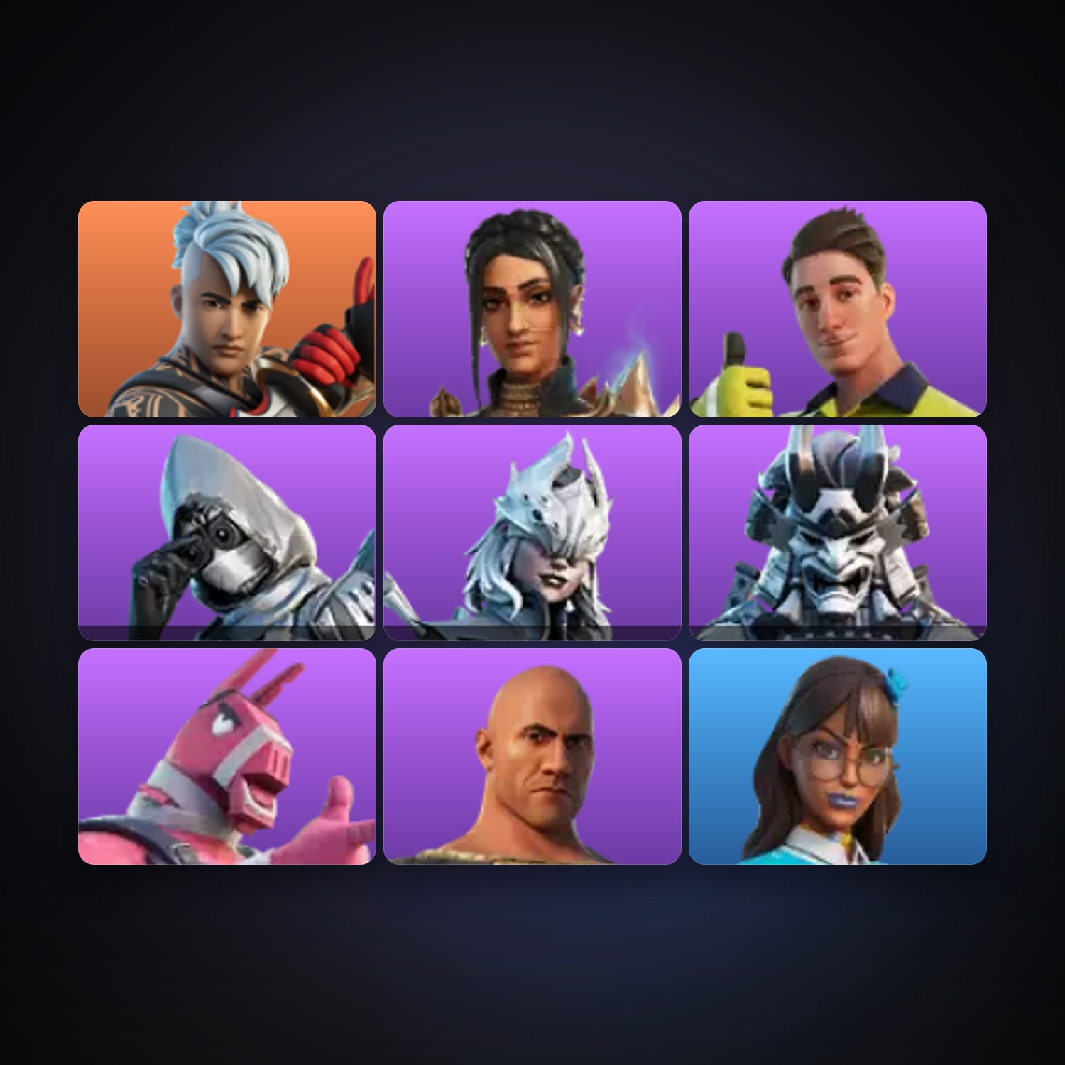 Fortnite locker — 9 skins — lvl 79 — HabibiAccounts