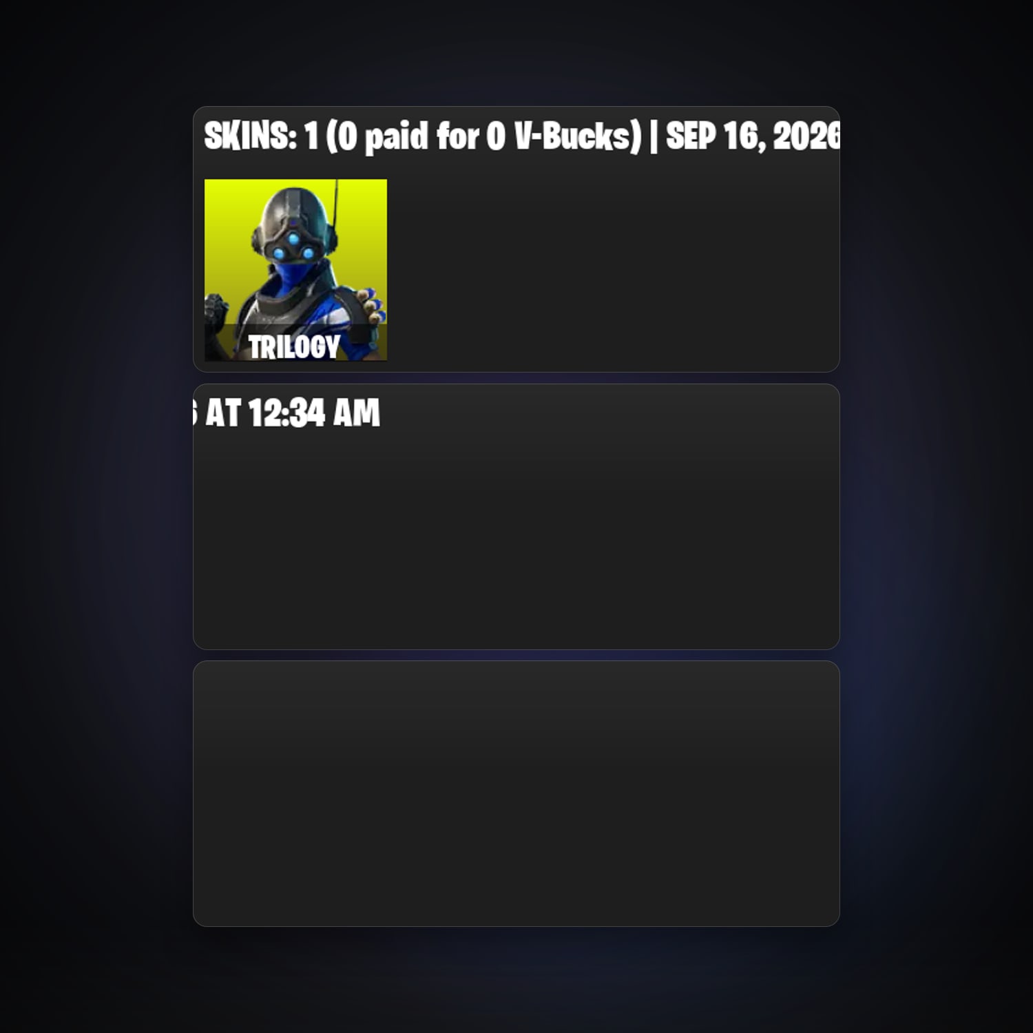 Fortnite locker — 1 skins — 100 V-Bucks — lvl 52 — HabibiAccounts