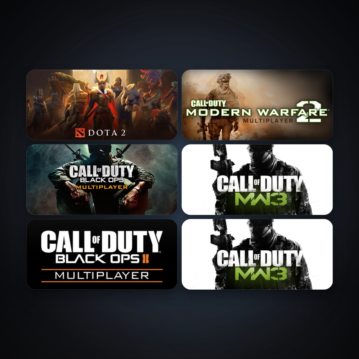Dota 2 + Call of Duty: Modern Warfare 2 (2009), 14 games, clean — HabibiAccounts