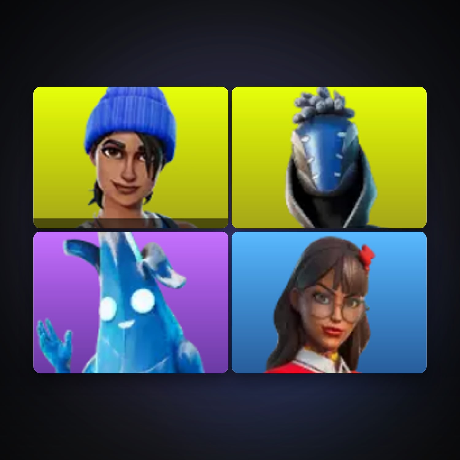 Fortnite locker — 4 skins — lvl 16 — HabibiAccounts