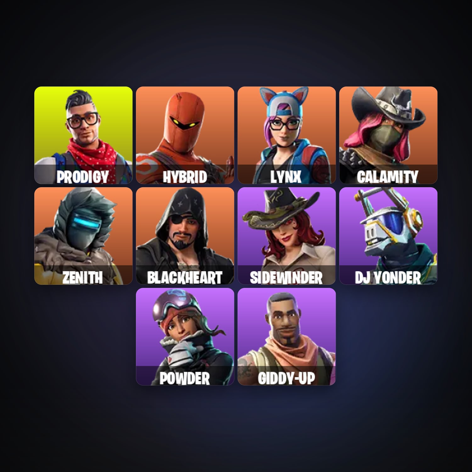 Fortnite locker — 11 skins — lvl 237 — HabibiAccounts