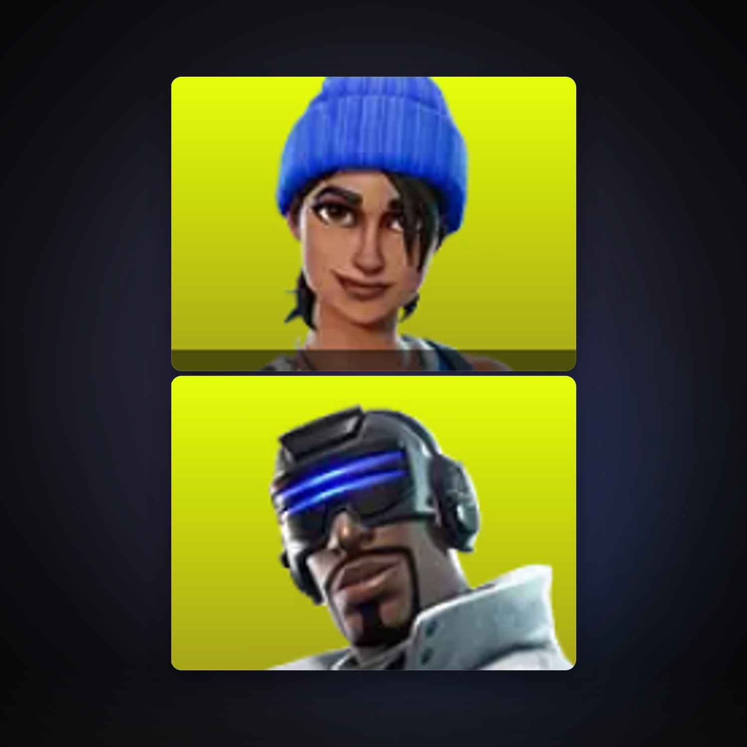 هالحساب فورتنايت Blue Team Leader وBlue Striker، لوكر 2 سكن، 100 فيبوكس، لفل 76، 11 فوز — HabibiAccounts