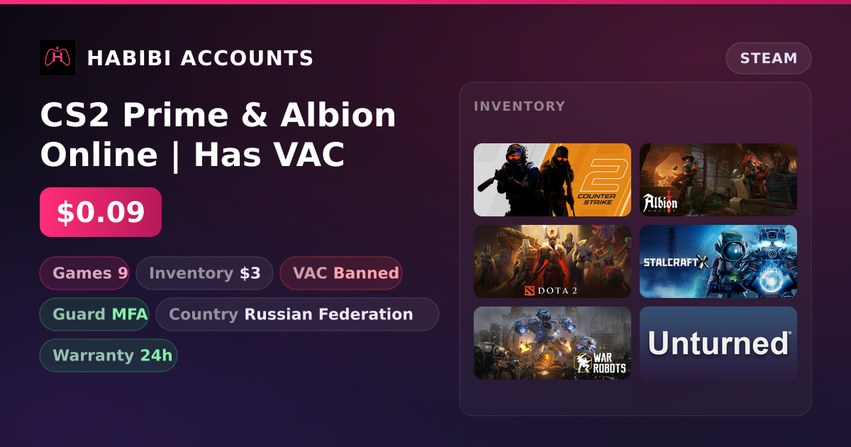 CS2 Prime & Albion Online | Has VAC — HabibiAccounts