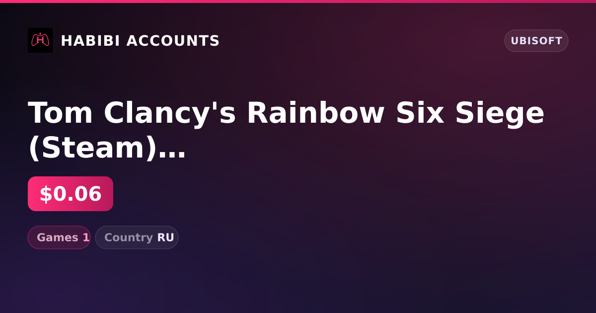 Tom Clancy's Rainbow Six Siege (Steam) | 1 Games — HabibiAccounts