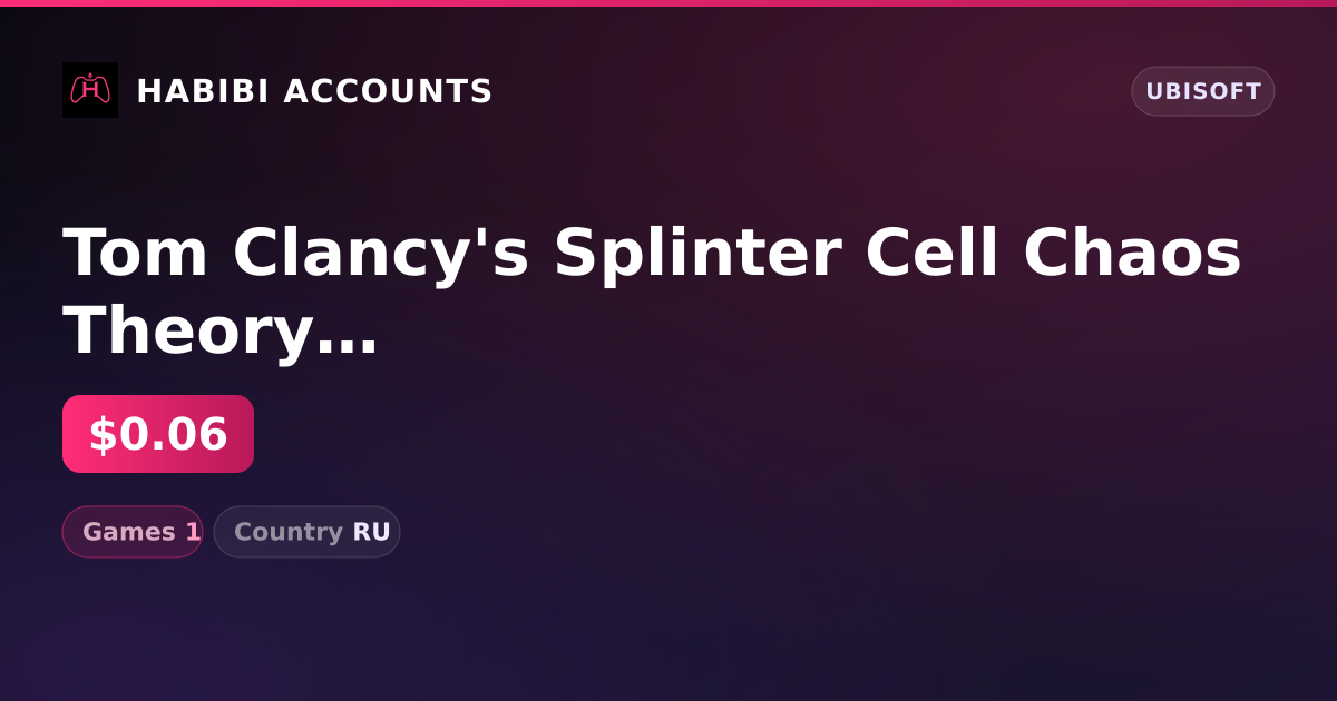 Tom Clancy's Splinter Cell Chaos Theory | 1 Games — HabibiAccounts