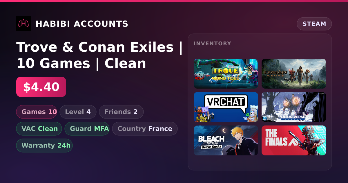 Trove & Conan Exiles | 10 Games | Clean