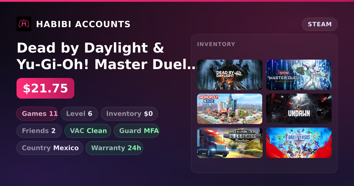 Dead by Daylight & Yu-Gi-Oh! Master Duel | 11 Games | Clean — HabibiAccounts