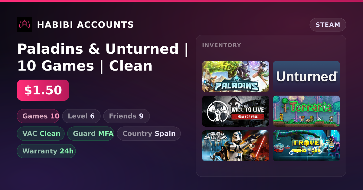 Paladins & Unturned | 10 Games | Clean
