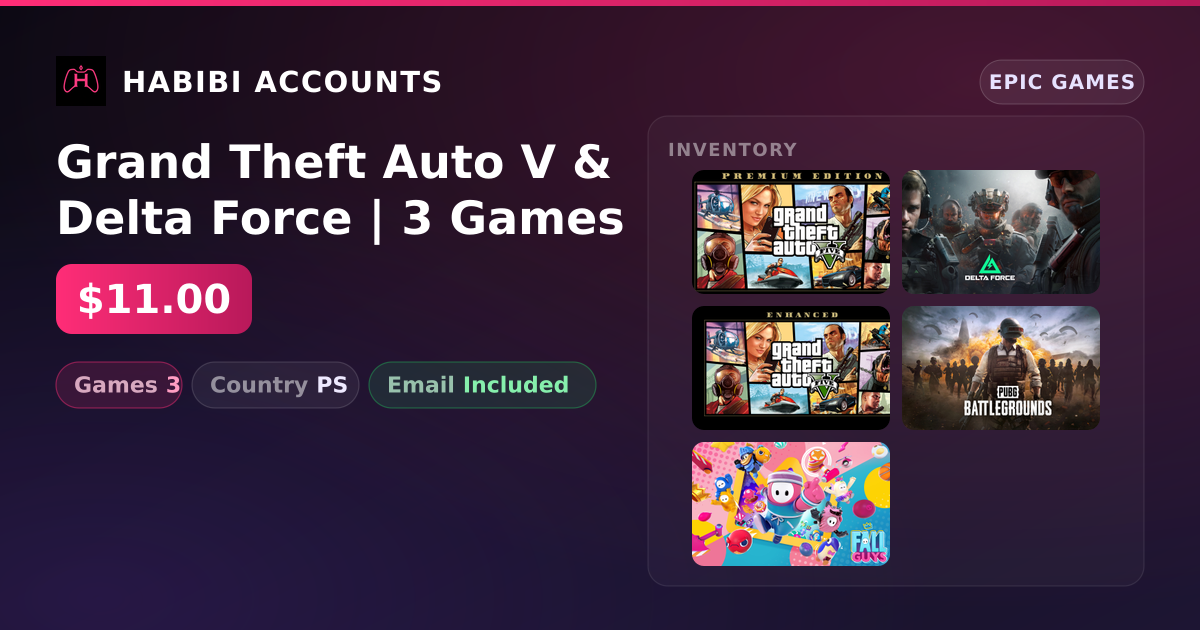 Grand Theft Auto V & Delta Force | 3 Games — HabibiAccounts