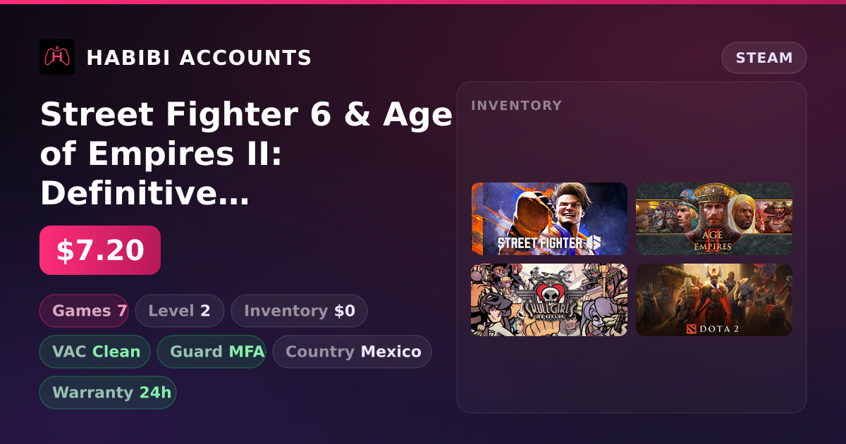 Street Fighter 6 & Age of Empires II: Definitive Edition | Clean — HabibiAccounts