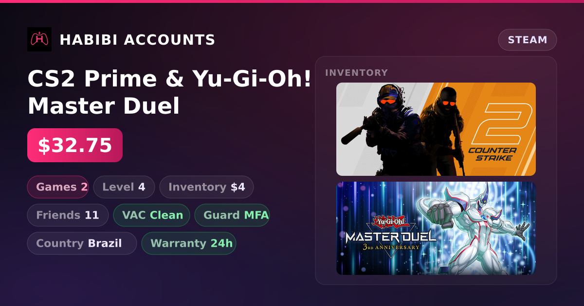 CS2 Prime & Yu-Gi-Oh! Master Duel