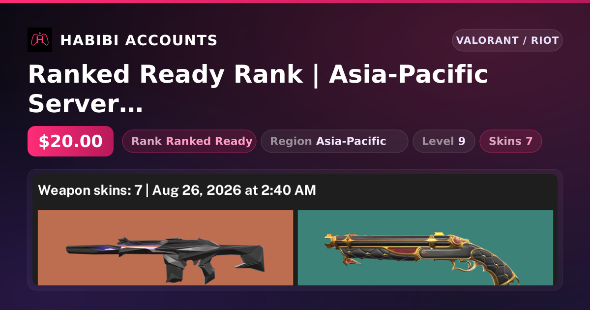 Ranked Ready Rank | Asia-Pacific Server | 7 Skins | Level 9 — HabibiAccounts