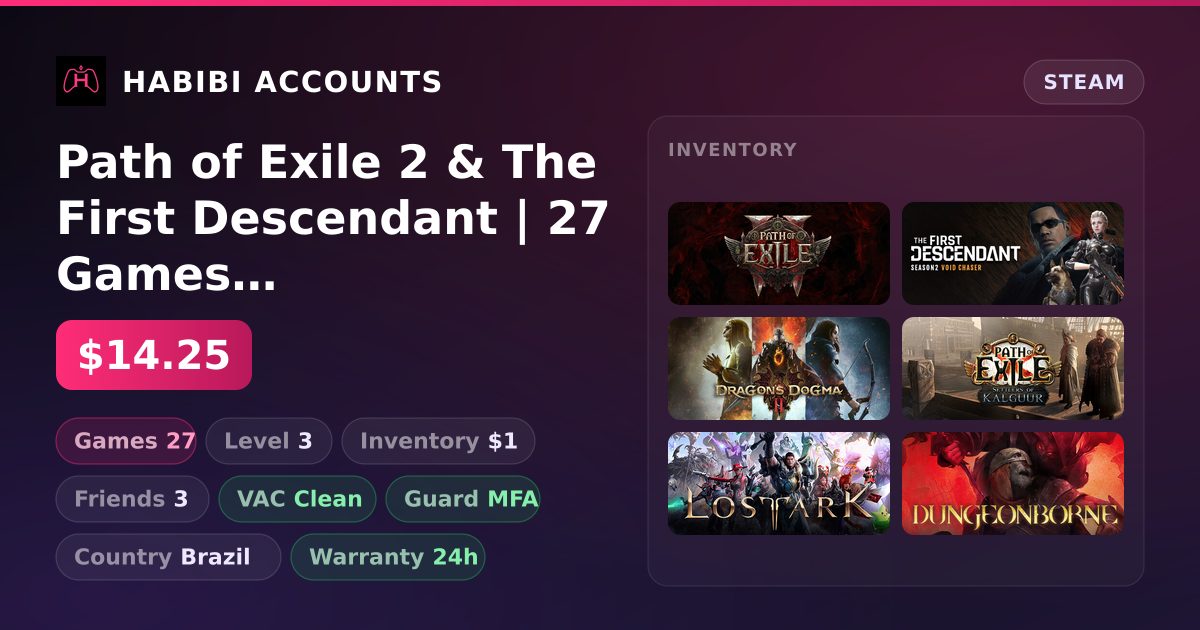 Path of Exile 2 & The First Descendant | 27 Games | Clean