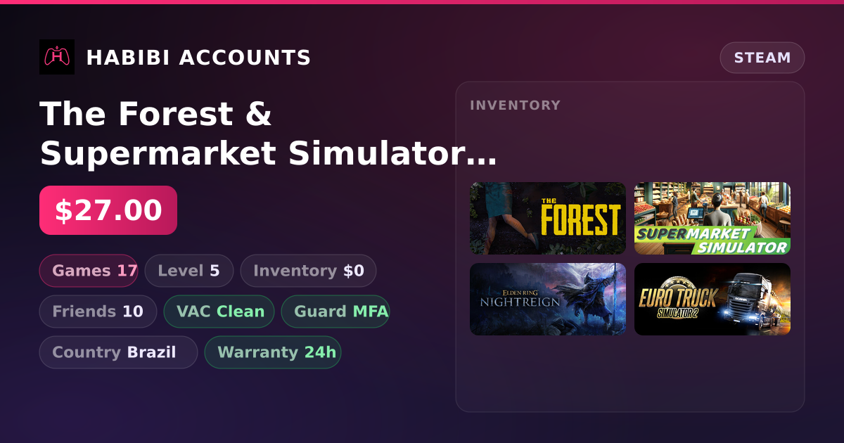 The Forest & Supermarket Simulator | 17 Games | Clean