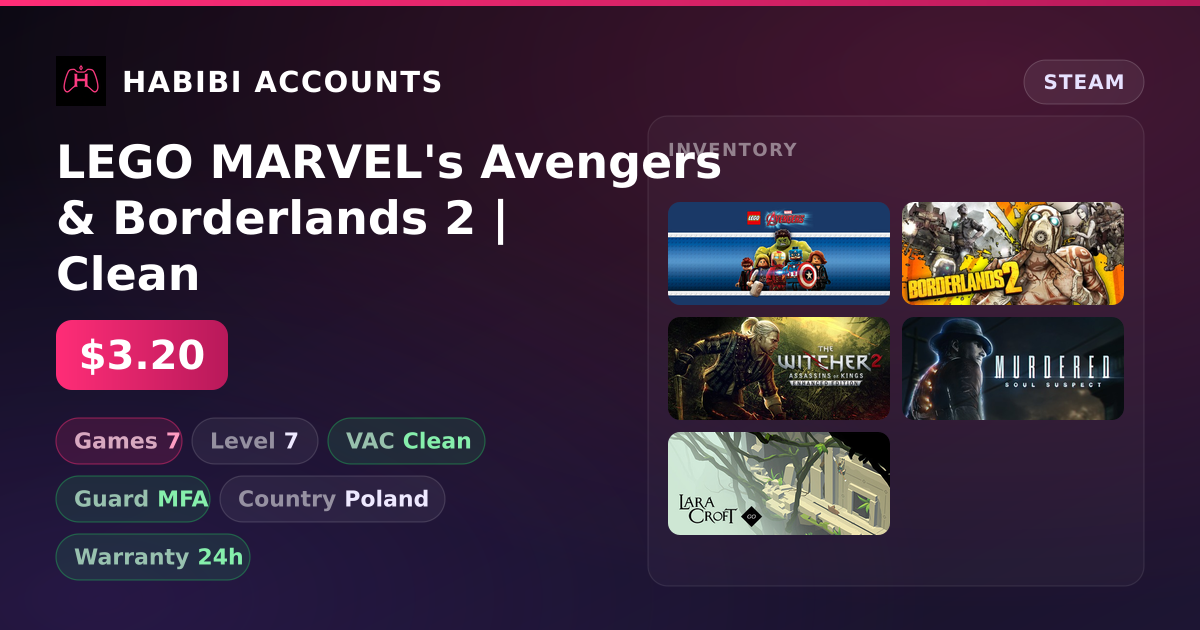 LEGO MARVEL's Avengers & Borderlands 2 | Clean — HabibiAccounts