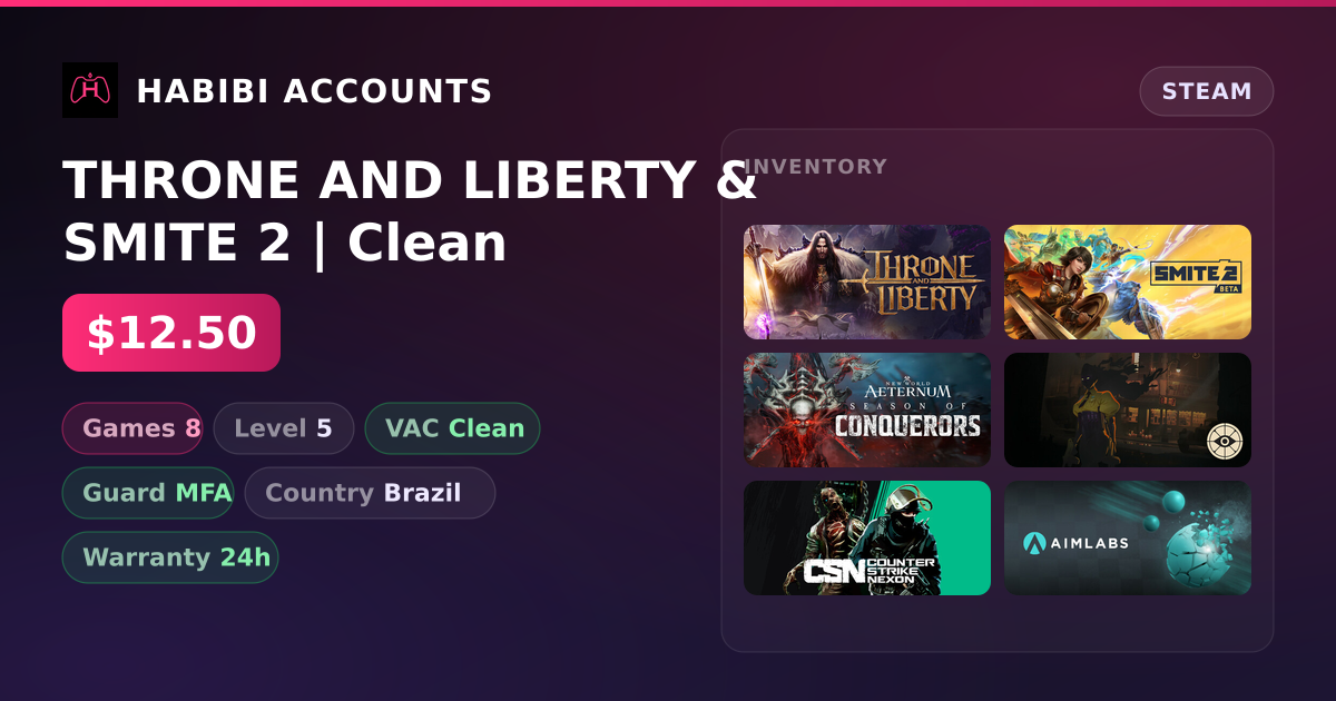 THRONE AND LIBERTY & SMITE 2 | Clean — HabibiAccounts