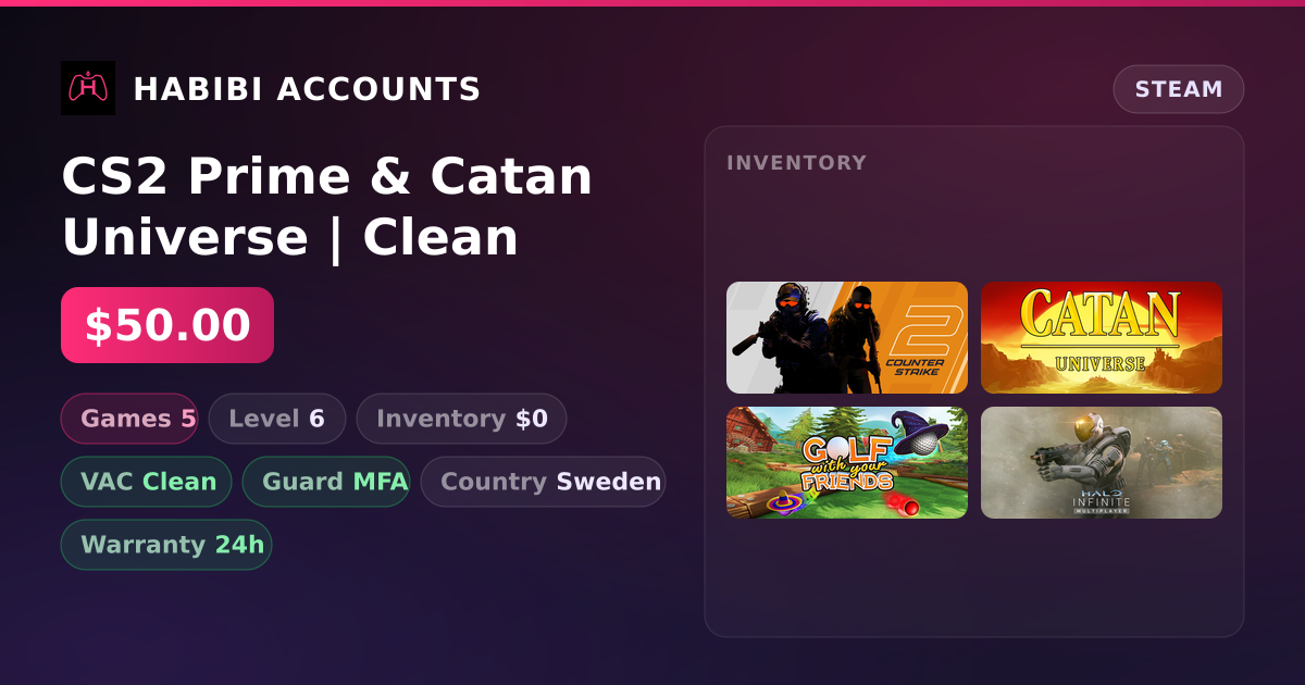 CS2 Prime & Catan Universe | Clean — HabibiAccounts