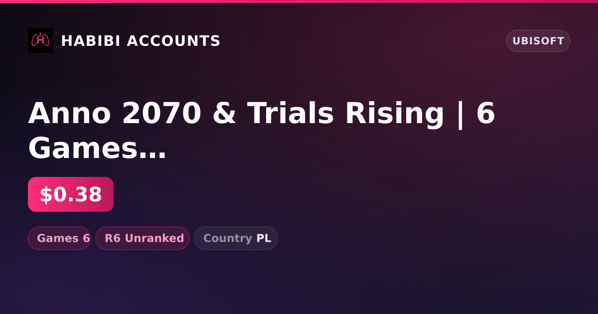 Anno 2070 & Trials Rising | 6 Games | R6 Unranked — HabibiAccounts