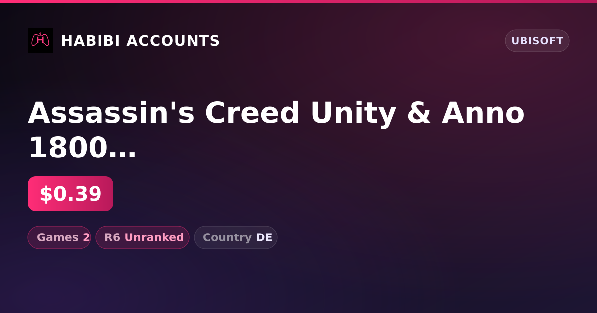 Assassin's Creed Unity & Anno 1800 | 2 Games | R6 Unranked — HabibiAccounts