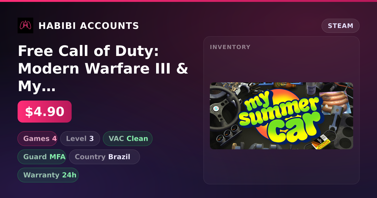 Free Call of Duty: Modern Warfare III & My Summer Car — HabibiAccounts