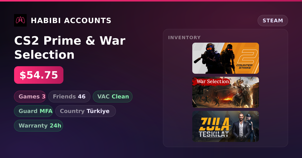 CS2 Prime & War Selection — HabibiAccounts