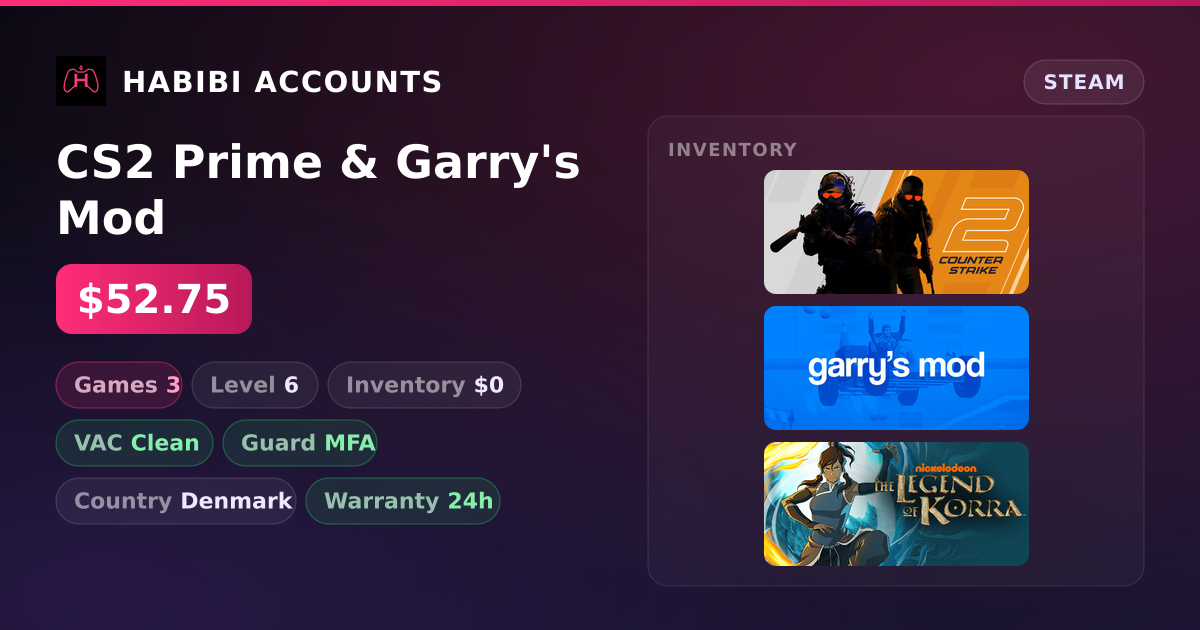 CS2 Prime & Garry's Mod — HabibiAccounts