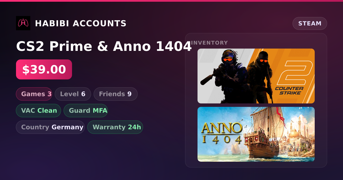 CS2 Prime & Anno 1404 — HabibiAccounts