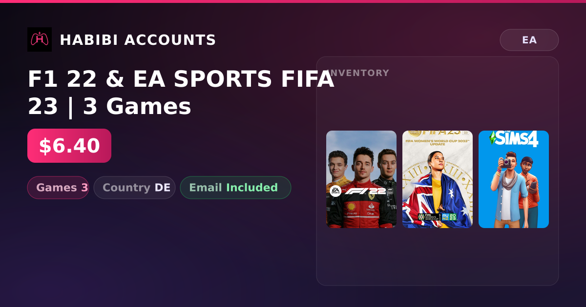 F1 22 & EA SPORTS FIFA 23 | 3 Games — HabibiAccounts