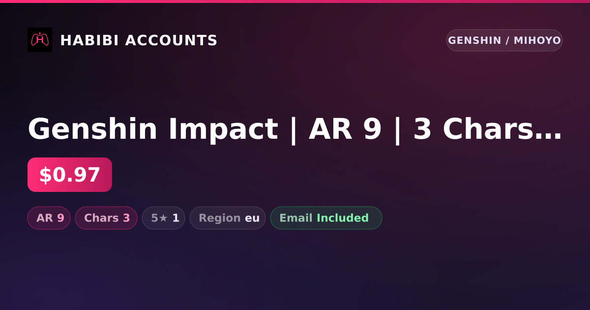 Genshin Impact | AR 9 | 3 Chars | 1× 5★ — HabibiAccounts