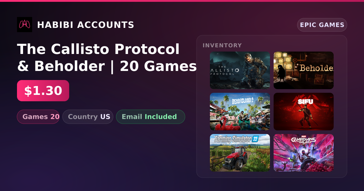 The Callisto Protocol & Beholder | 20 Games — HabibiAccounts