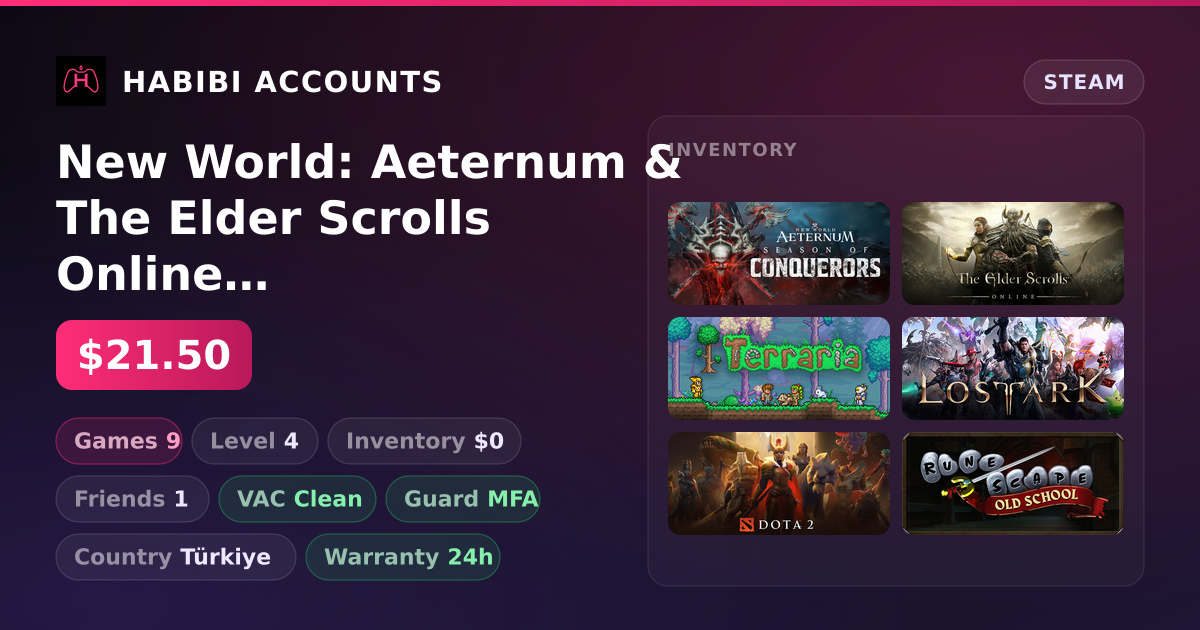 New World: Aeternum & The Elder Scrolls Online | Clean — HabibiAccounts