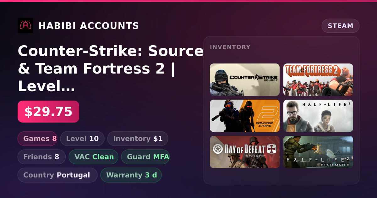 Counter-Strike: Source & Team Fortress 2 | Level 10 | Clean
