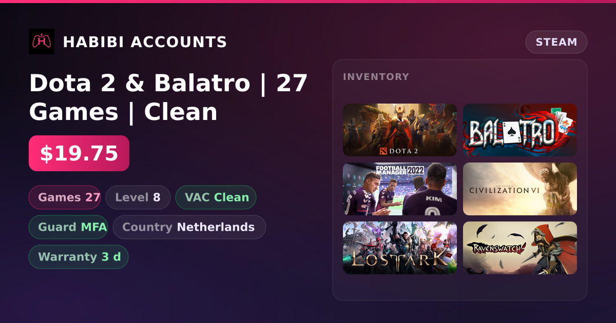 Dota 2 & Balatro | 27 Games | Clean