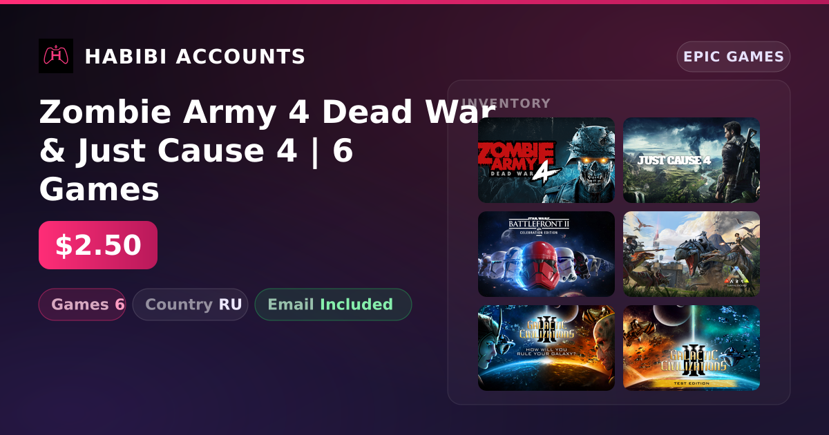 Zombie Army 4 Dead War & Just Cause 4 | 6 Games — HabibiAccounts
