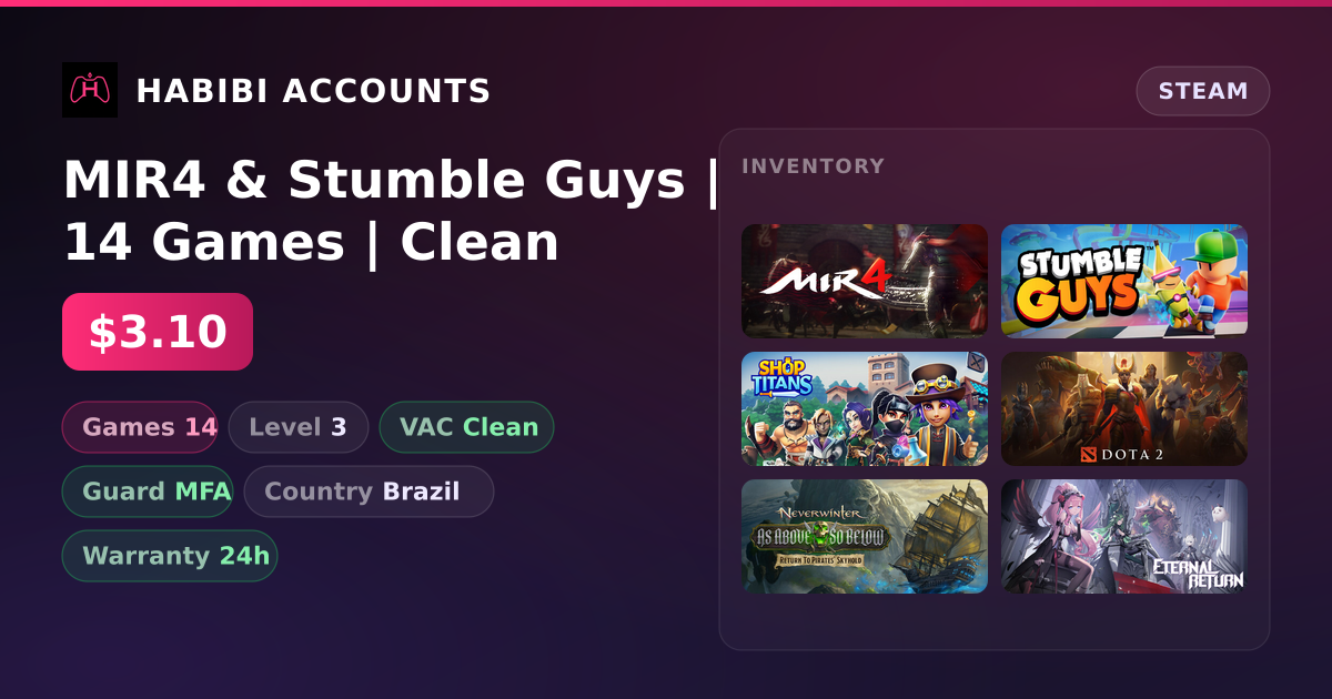 MIR4 & Stumble Guys | 14 Games | Clean — HabibiAccounts
