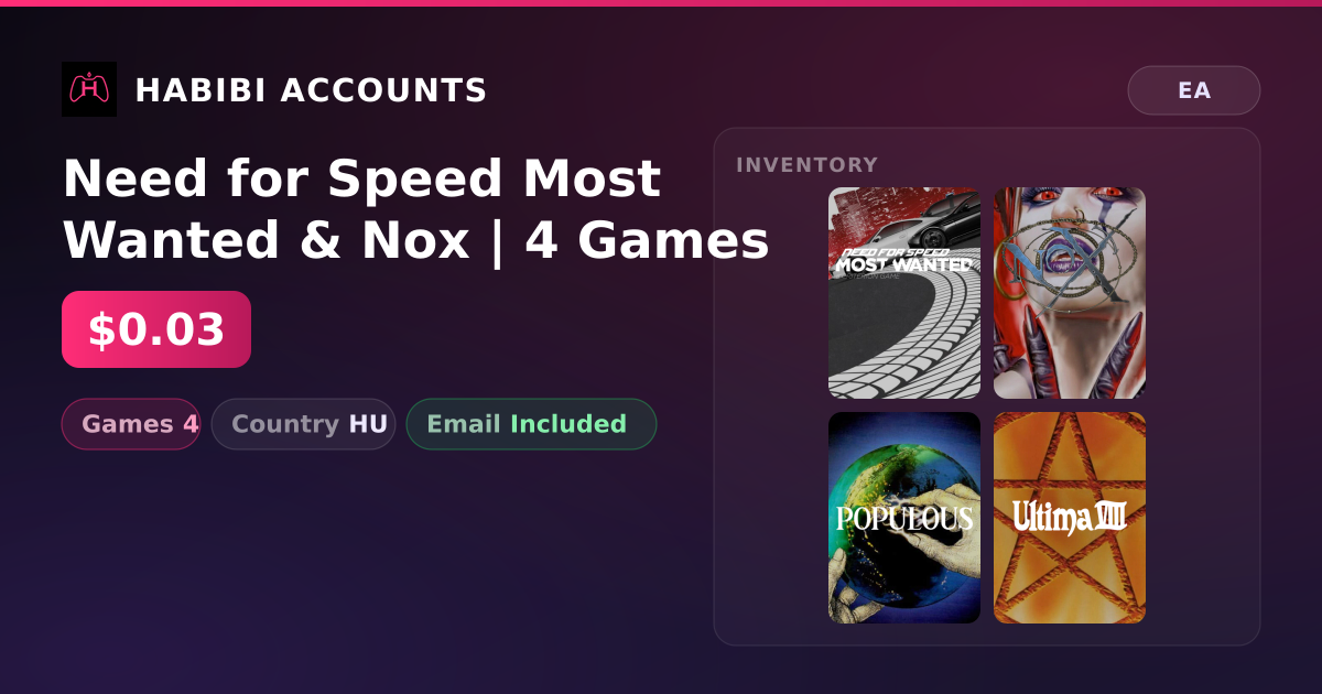 Need for Speed Most Wanted & Nox | 4 Games — HabibiAccounts