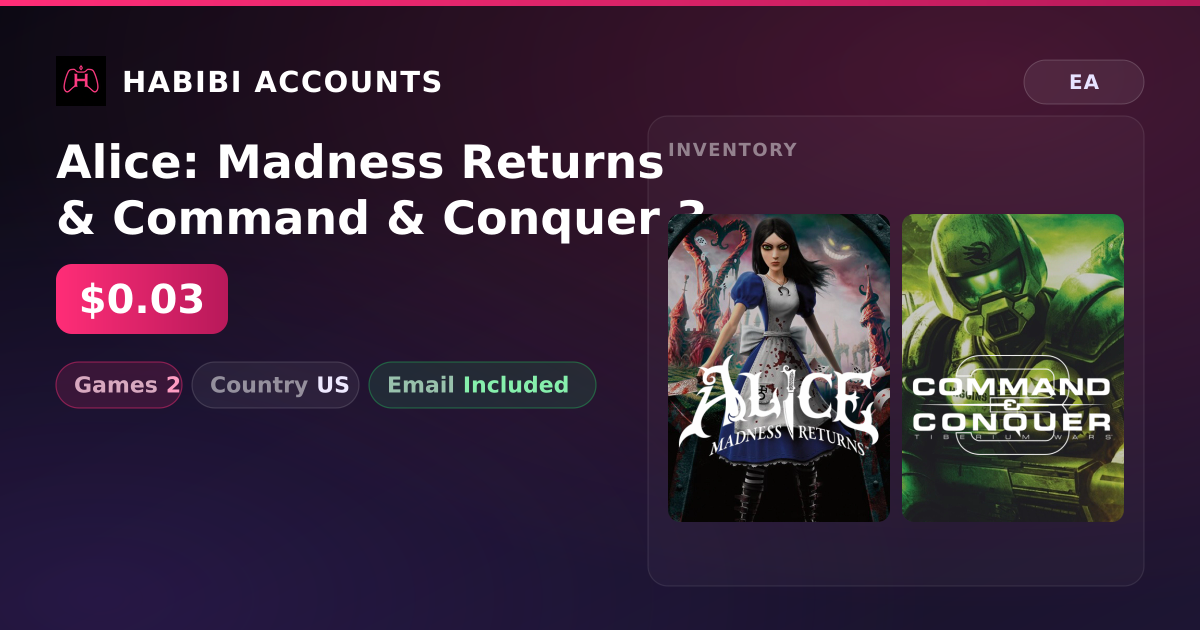 Alice: Madness Returns & Command & Conquer 3 | 2 Games — HabibiAccounts