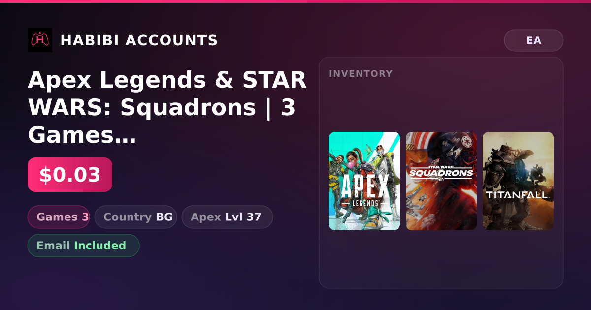 Apex Legends & STAR WARS: Squadrons | 3 Games | Apex Lvl 37 — HabibiAccounts
