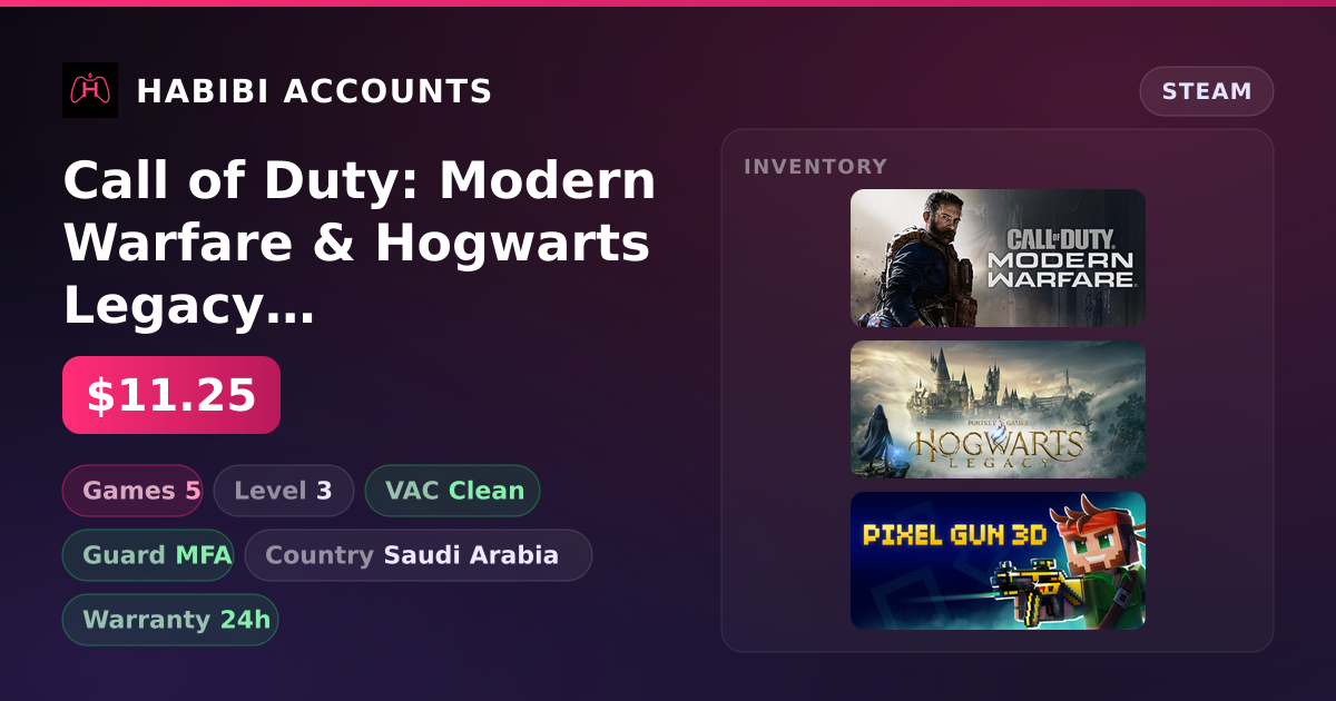 Call of Duty: Modern Warfare & Hogwarts Legacy | Clean — HabibiAccounts
