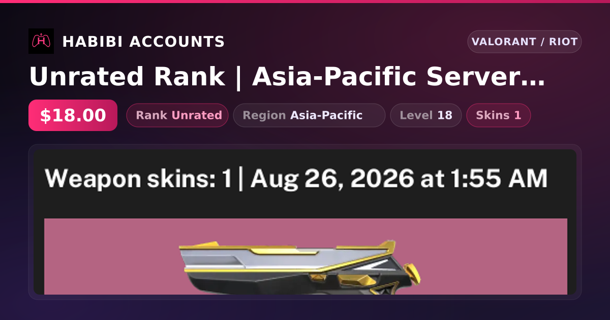 Unrated Rank | Asia-Pacific Server | 1 Skins | Level 18 — HabibiAccounts