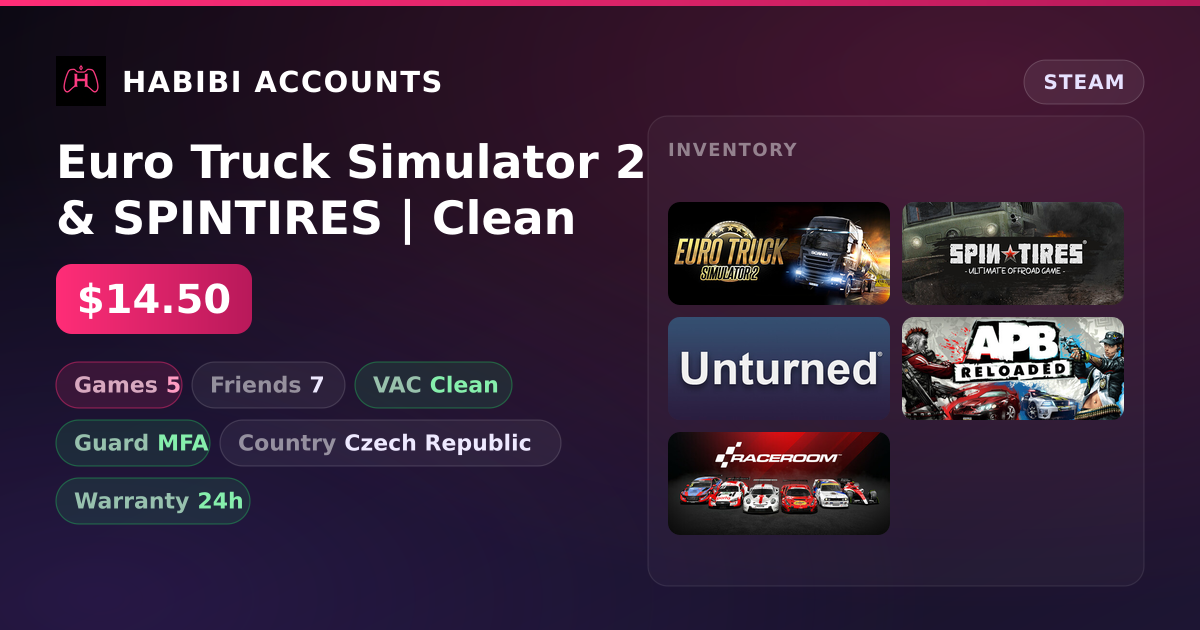Euro Truck Simulator 2 & SPINTIRES | Clean — HabibiAccounts
